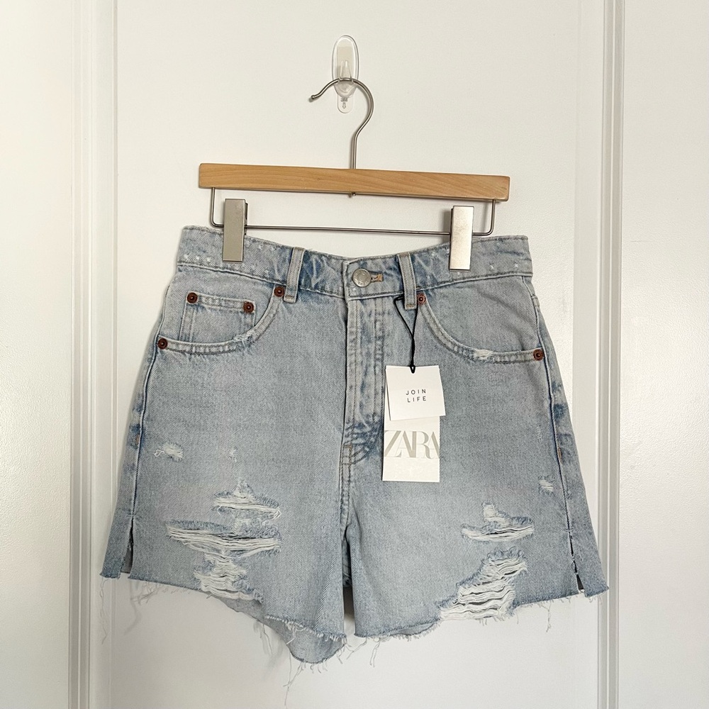 Zara Distressed High Rise Shorts